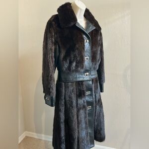 Davidsons mink and Leather Women's coat size 8